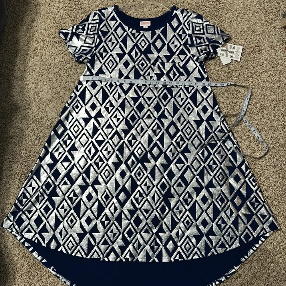 Lularoe Elegant Carly Dress NWT navy and silver. Size M but fits up to XL - Picture 7 of 8